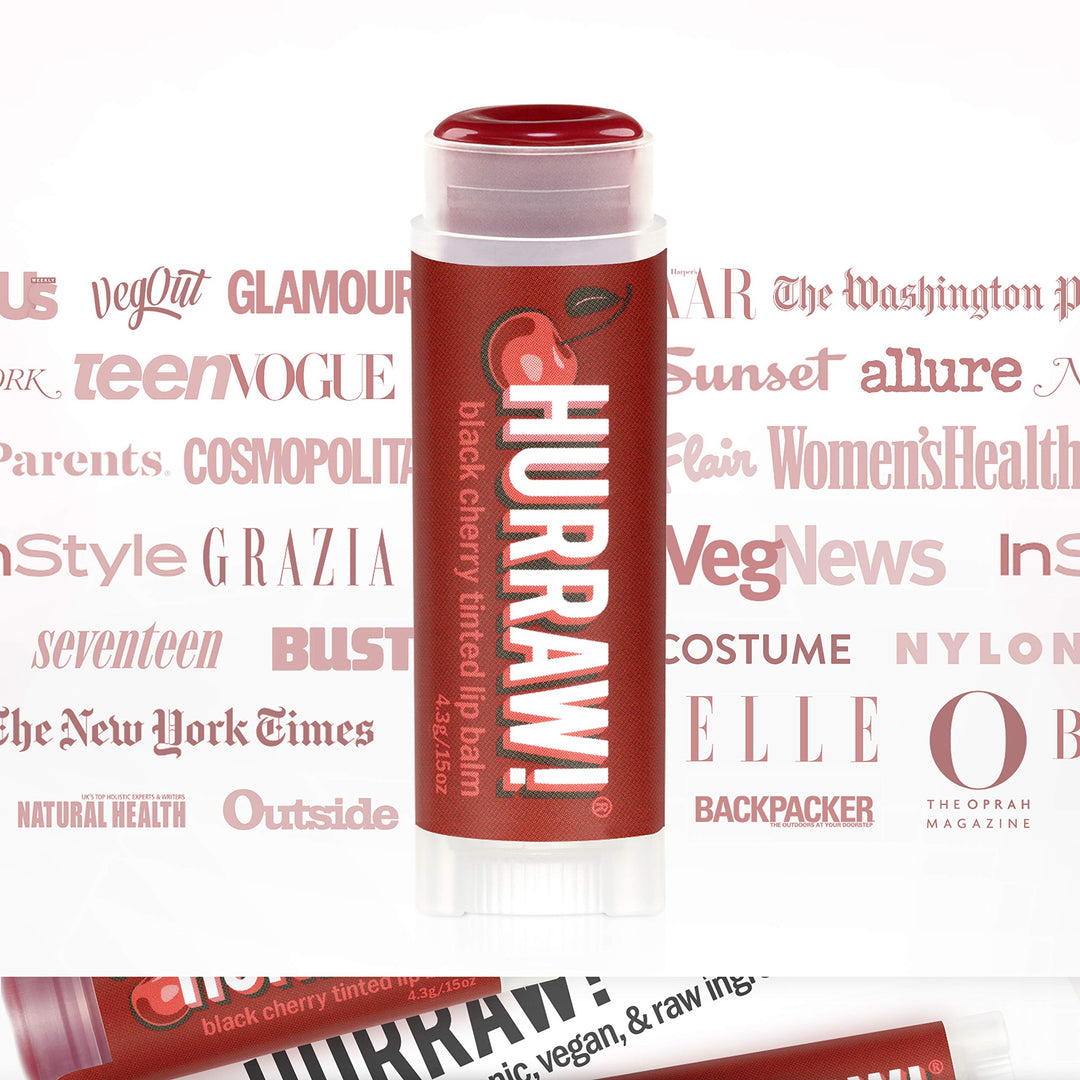 3-Pack Hurraw! All Natural Lip Balm Black Cherry Tinted