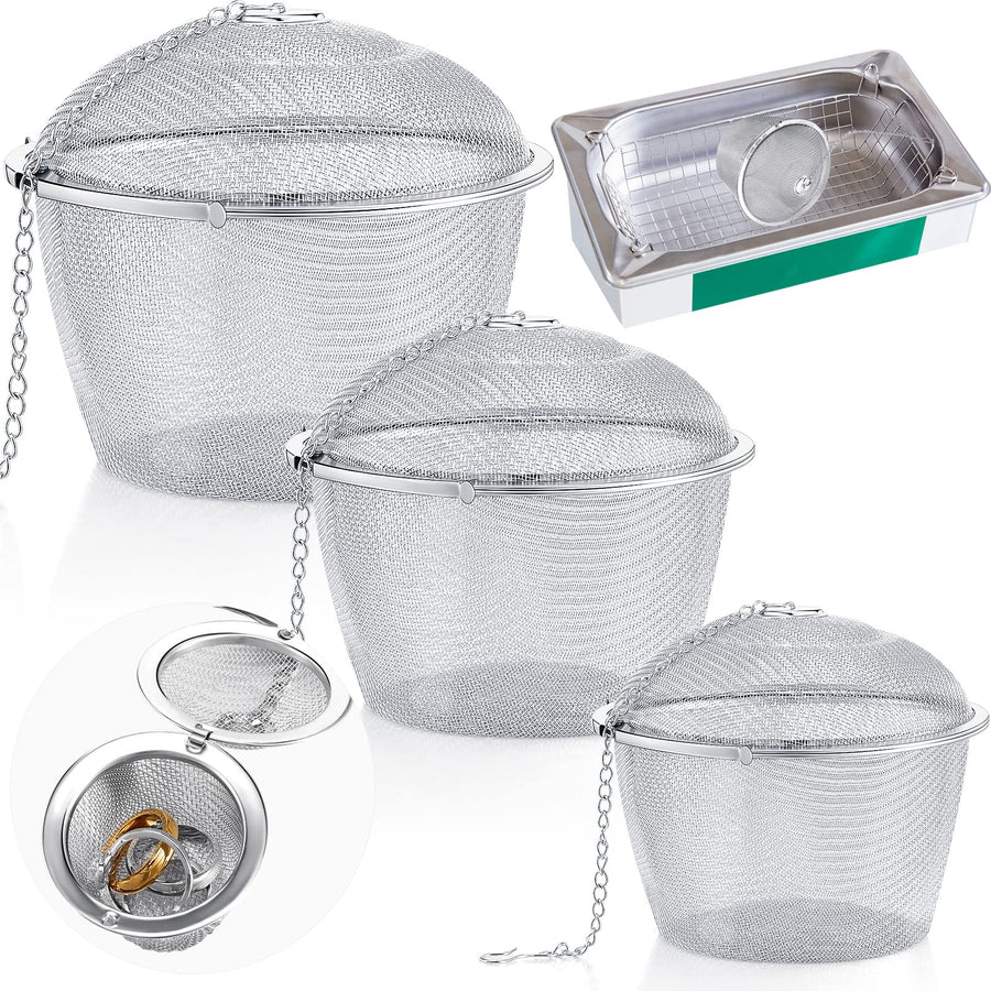 Jewelry Cleaner Baskets Jewelry Steam Cleaner Basket Stainless Steel Basket for Small Part and Jewelry Cleaner Solution with Lock and Hook