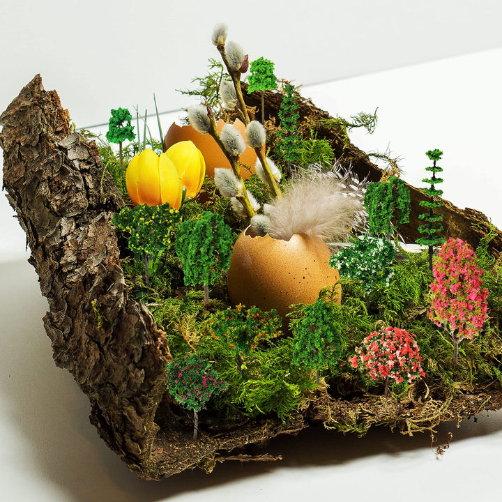 28 Pcs Model Trees Fake Miniature Trees Diorama Supplies Model Scenery Supplies Miniature Garden Accessories with Faux Moss Snow Leaves Decor for DIY Projects Landscape Fairy(Mixed Trees)
