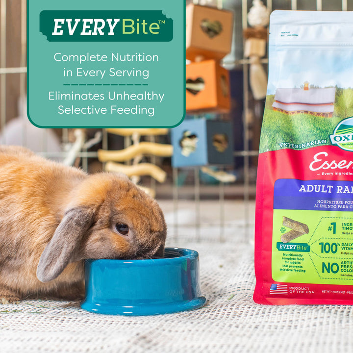 Essentials Rabbit Food, Adult, Made with Timothy Hay for Rabbit, Pet Pellets with Vitamins & Minerals, Small Animal Pet Products, Bunny Food, Made in USA, High Fiber, 10 lb. bag