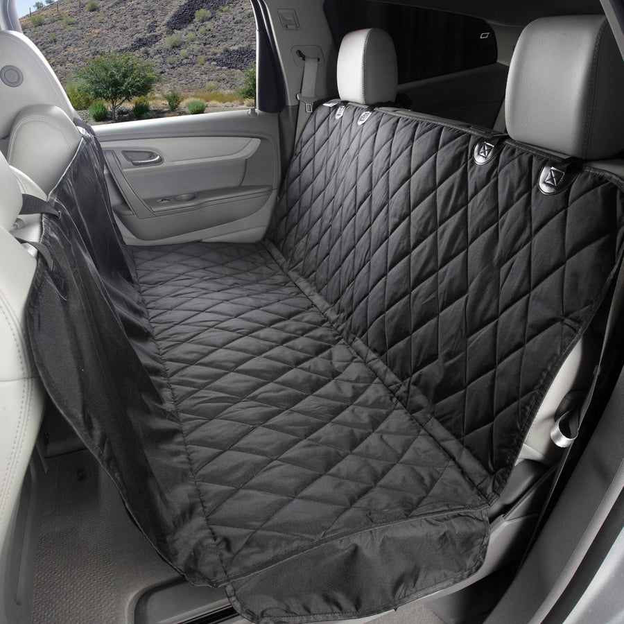 Dog Backseat Cover with Hammock for Cars, SUVs, and Trucks – Waterproof Layers, Nonslip Seat Protector, Durable Nylon Clips, K9 Shield with Heavy Duty Thread, (Regular, Black)