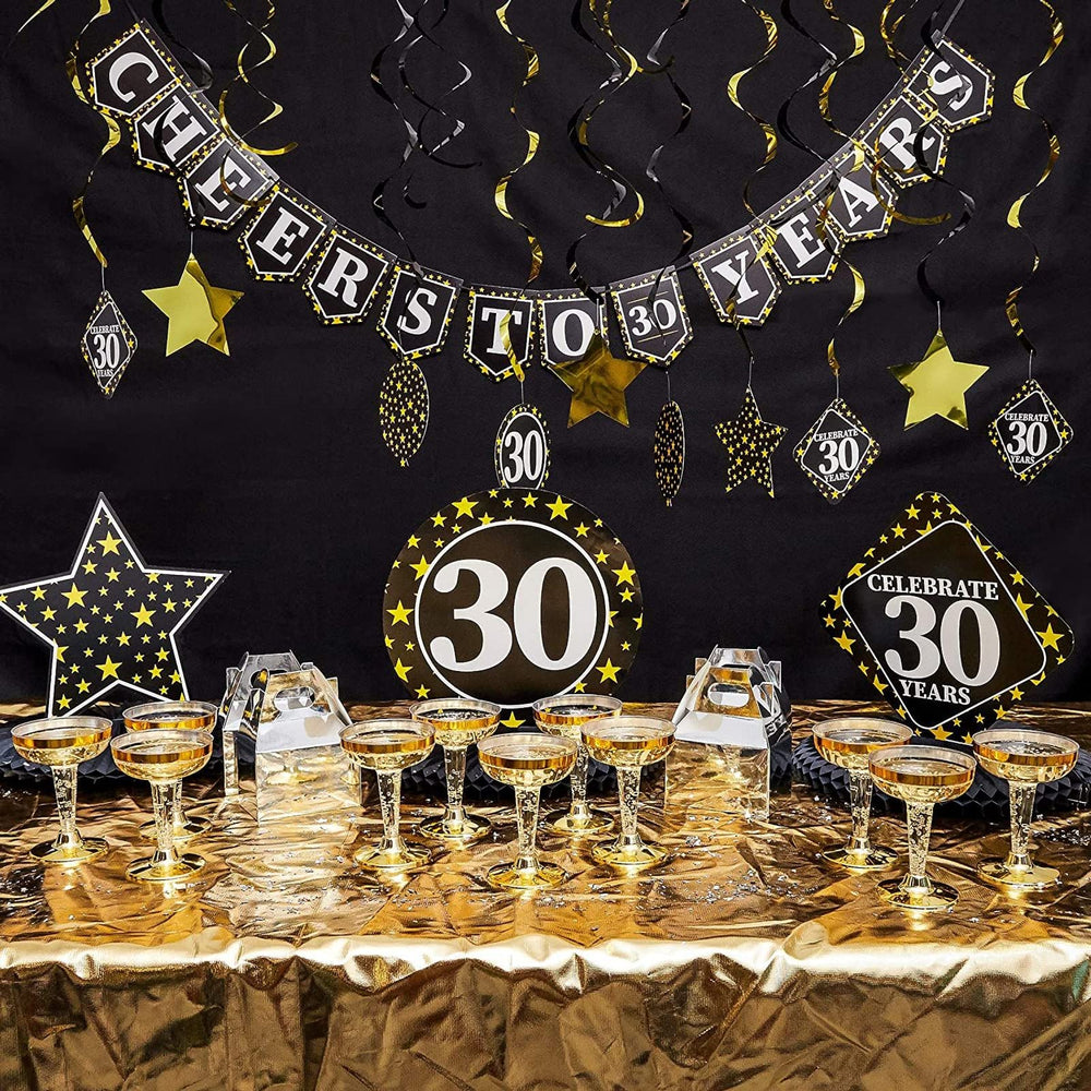 3-Pack 30th Birthday Honeycomb Table Centerpiece Party Decoration, 3 Star Designs