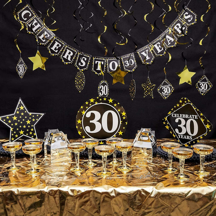 3-Pack 30th Birthday Honeycomb Table Centerpiece Party Decoration, 3 Star Designs