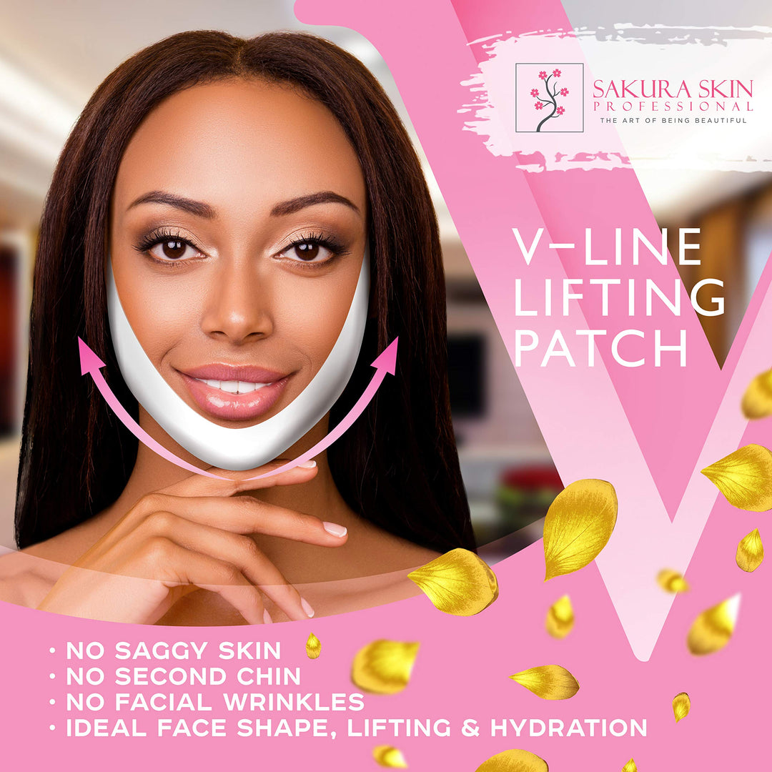 V shape lifting up Face Mask Chin Up Patch Double Chin Reducer Chin Contour Tightening Firming Face Lift Tape Mask V-Line Neck Lifting Patches V Shaped Slimming Face Mask 5 pcs