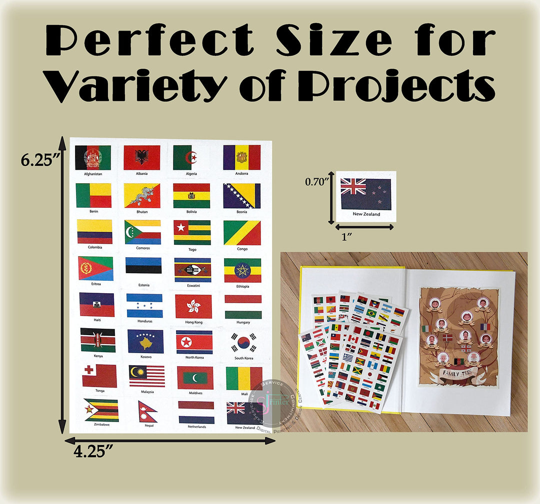 World Flags Stickers - 192 Countries PVC Transparent Planner Travel Stickers for School, Theme Parties, Homeschool, Journal Sticker, Labels