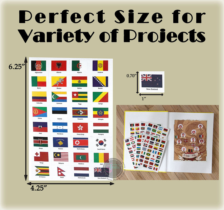 World Flags Stickers - 192 Countries PVC Transparent Planner Travel Stickers for School, Theme Parties, Homeschool, Journal Sticker, Labels