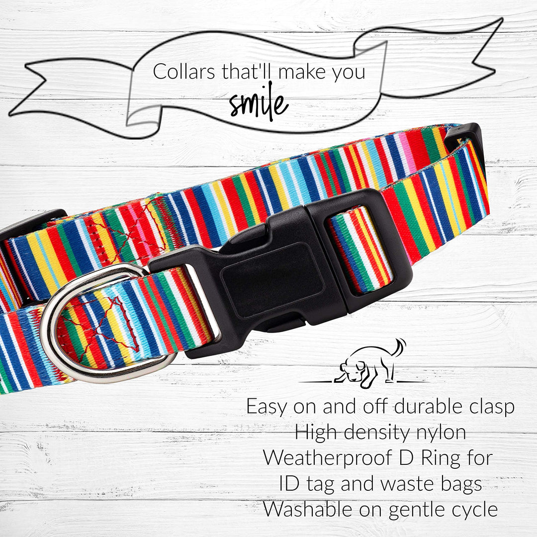 Collars for Large Dogs Rainbow Pattern, Colorful Girl or Boy Dog Collar for Large Dogs, Rainbow Stripes, Hippie, Large