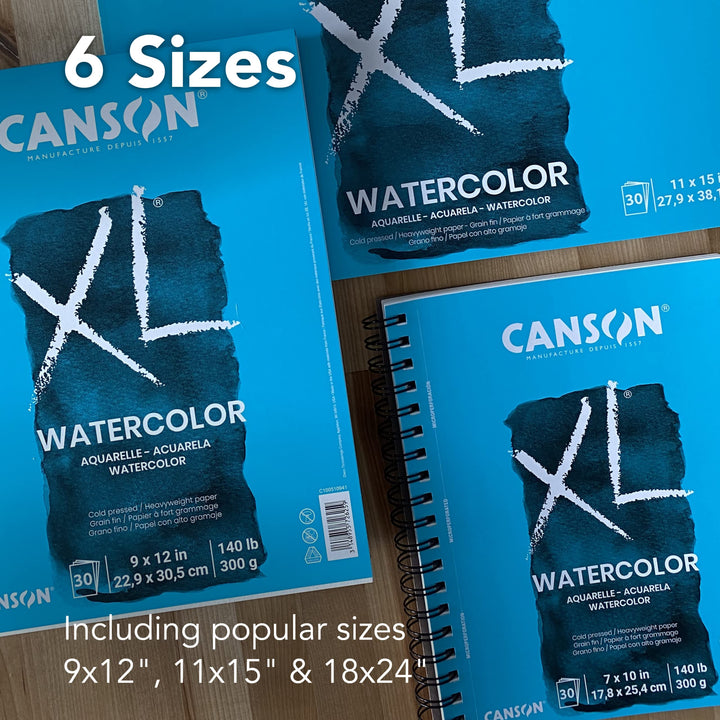 XL Series Watercolor Pad, Heavyweight White Paper, Side Wire Binding, 30 Sheets, 9x12 inch