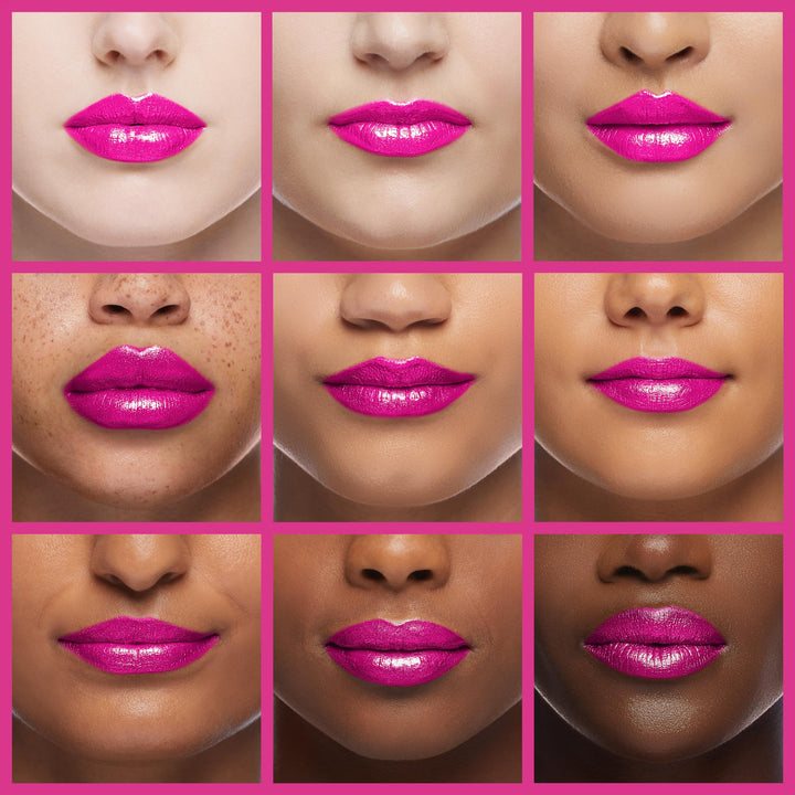 Super Lustrous Glass Shine Lipstick, Flawless Moisturizing Lip Color with Aloe, Hyaluronic Acid and Rose Quartz, Fuchsia Gleam (022), 0.15 oz