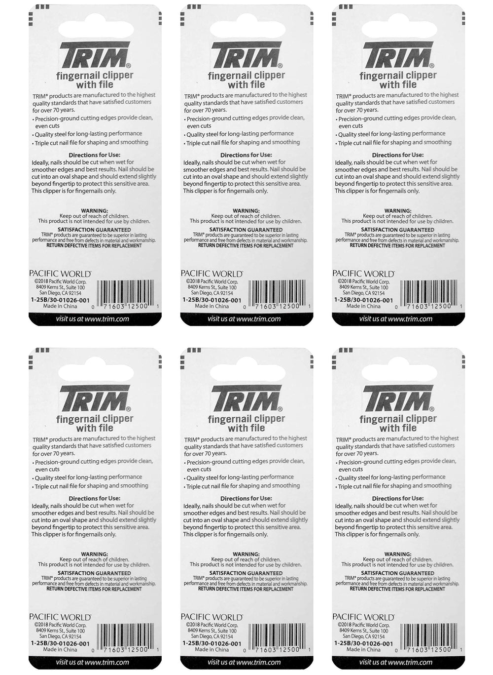 Nailcare Fingernail Steel Clipper with File, Item Number 12500 (Pack of 6)