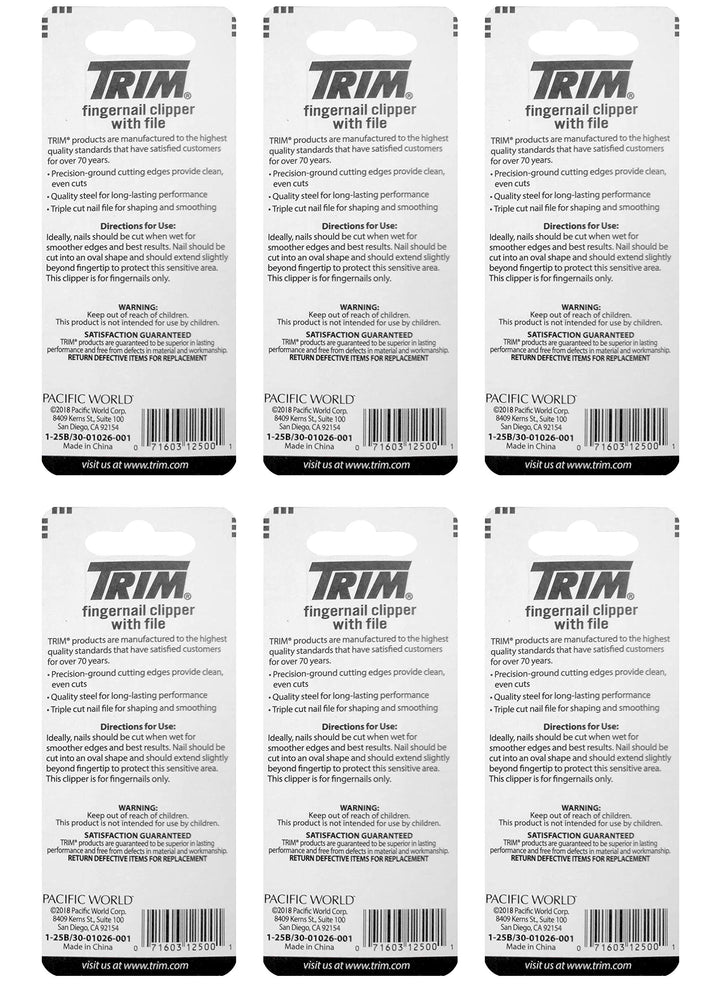 Nailcare Fingernail Steel Clipper with File, Item Number 12500 (Pack of 6)