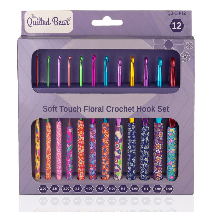 Floral Crochet Hook Set - Premium Soft Grip Floral Crochet Hooks with Polymer Clay Handle 12 Hook Kit (2mm, 2.5mm, 3mm, 3.5mm, 4mm, 4.5mm, 5mm, 5.5mm, 6mm, 6.5mm, 7mm & 8mm)