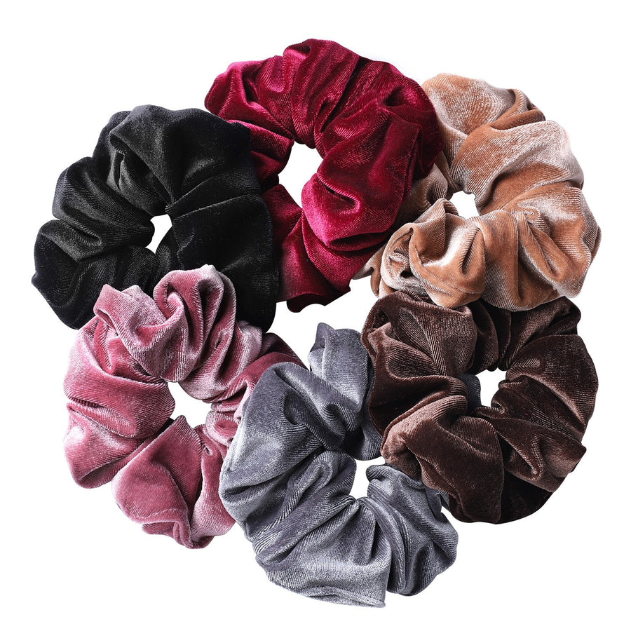 6 Big Hair Scrunchies Velvet Elastics Large Hair Bobble Scrunchy Hair Bands Women Soft Hair Ties, 6 Colors