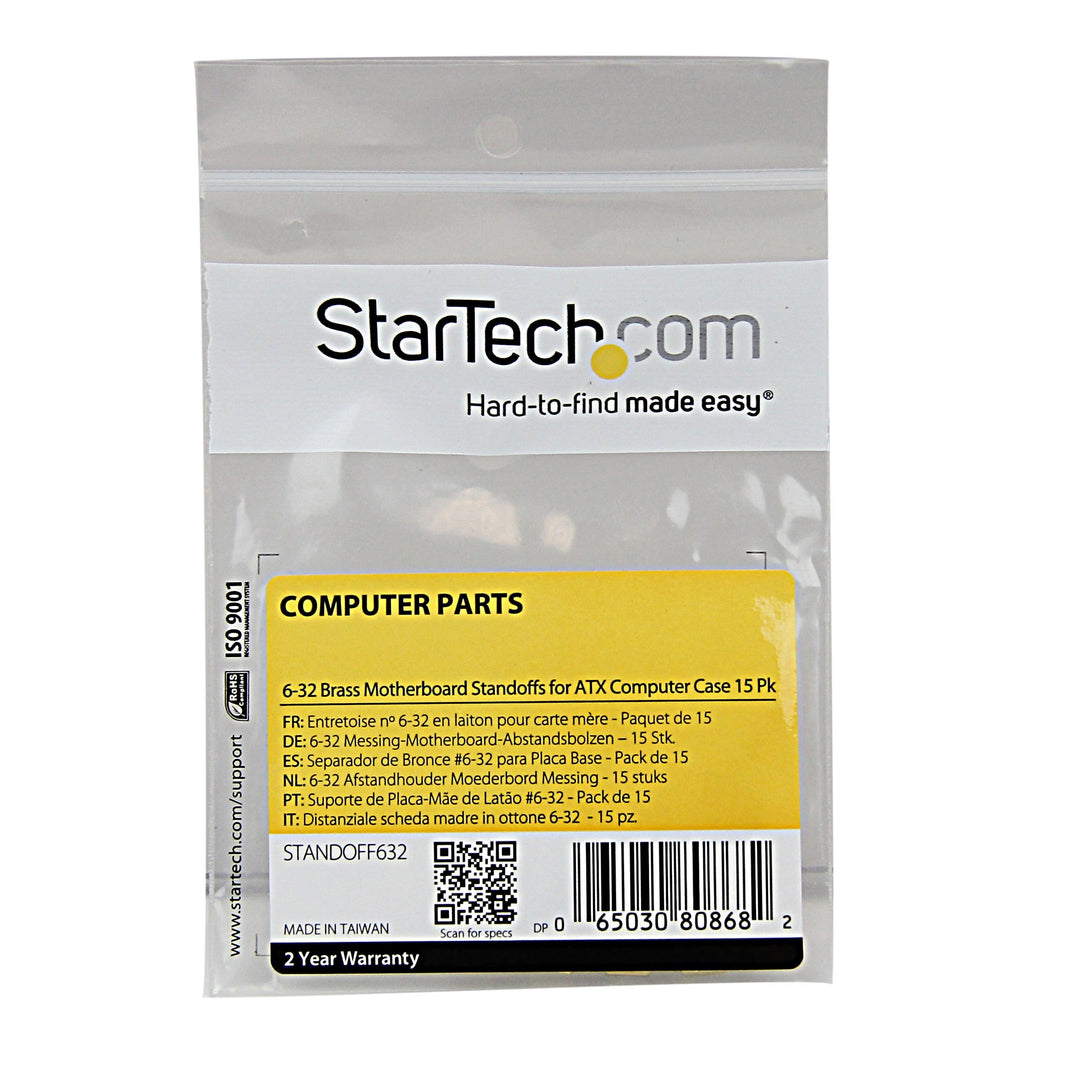 6-32 Brass Motherboard Standoffs for ATX Computer Case - 15 Pack (STANDOFF632)