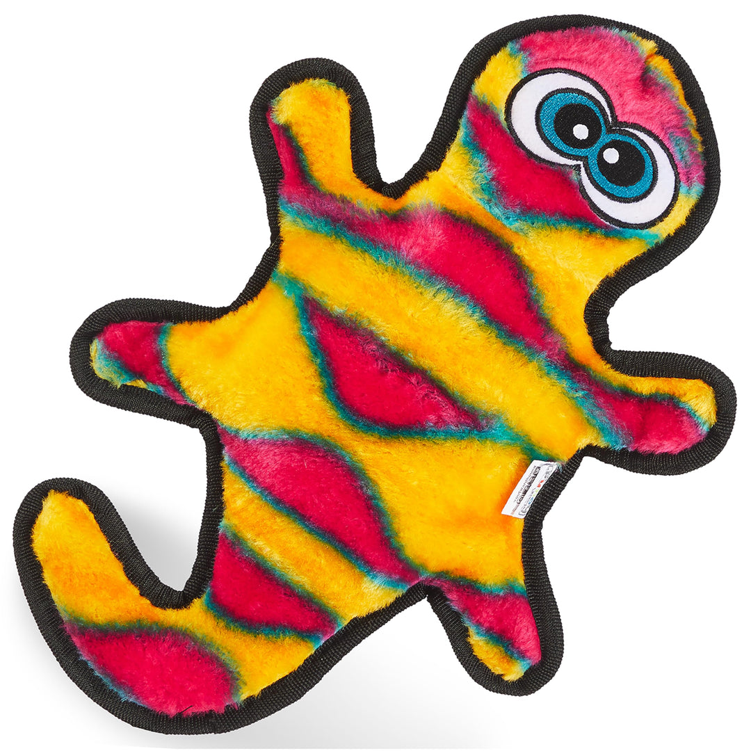 Durablez Tough Plush Squeaky Dog Toy, Gecko, Orange, Medium
