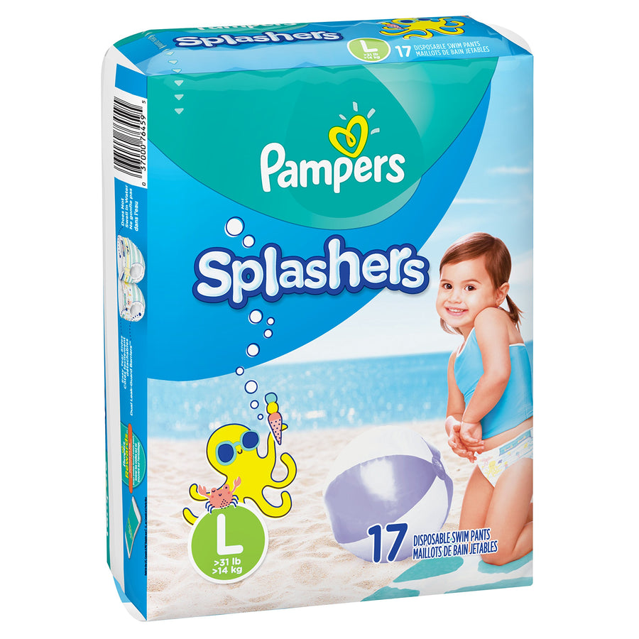 Swim Diapers Size 5 (> 31 Pound) - Splashers Disposable Swim Pants, Large (34 Count)