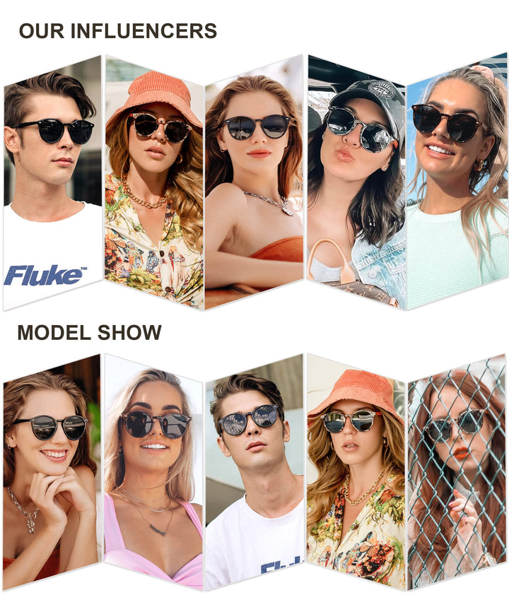 Retro Round Polarized Sunglasses for Women Men Classic Vintage Sunnies SJ2069, Black/Grey