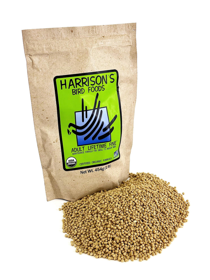 Harrison's Bird Foods Bird Food Adult Lifetime Fine Certified Organic Non-GMO Formula Bird Food 1lb