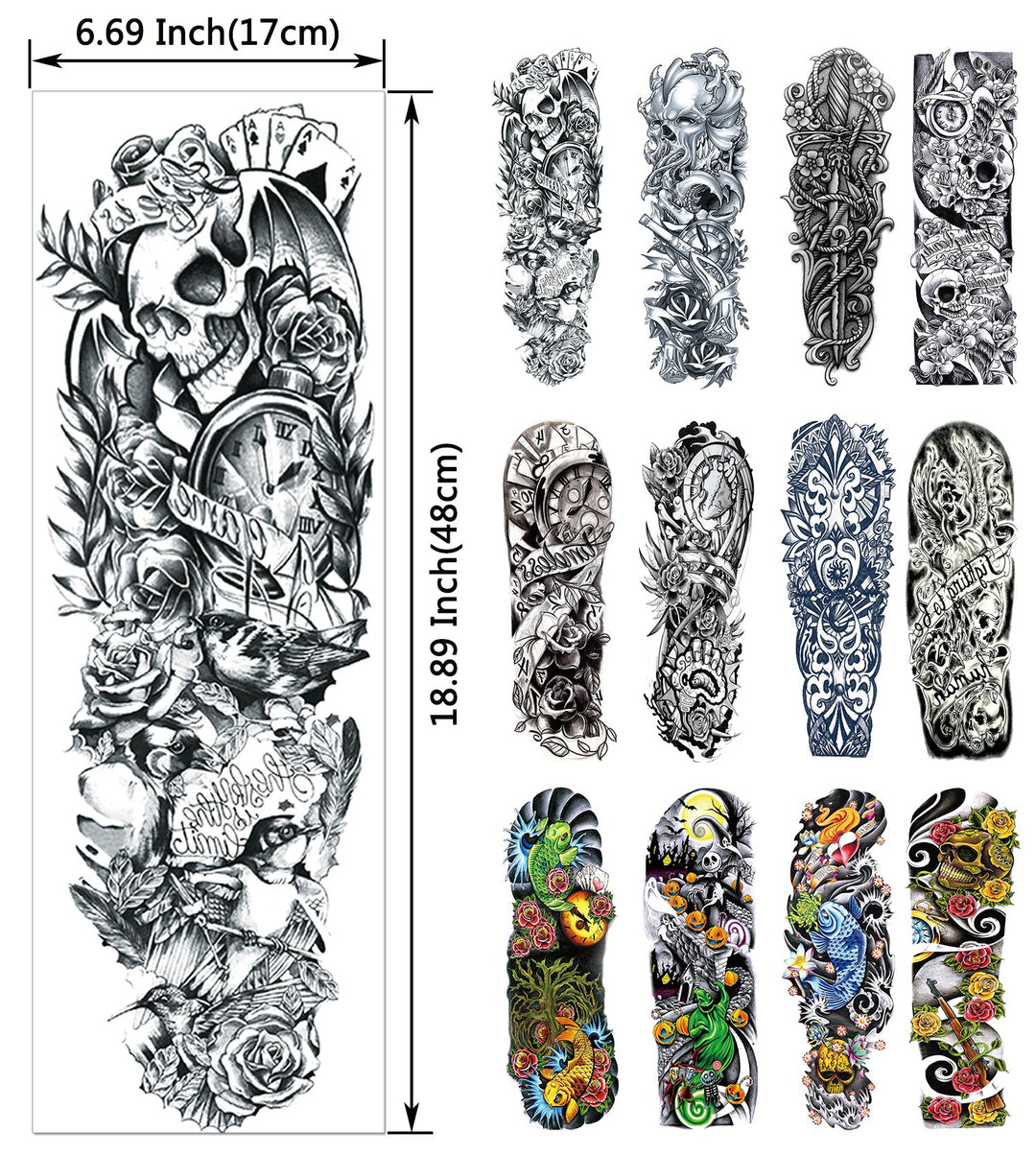 DaLin Extra Large Temporary Tattoos Full Arm and Half Arm Tattoo Sleeves for Men Women 20 Sheets