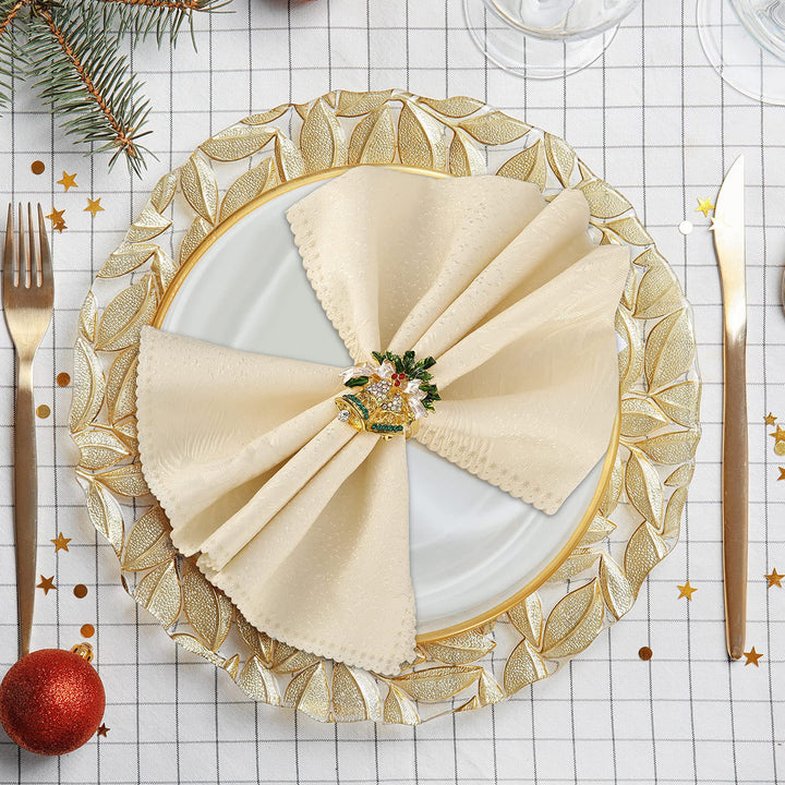 Christmas Napkin Rings Christmas Tree Napkin Ring Xmas Bell Napkin Ring Xmas Napkin Holder Metal Rhinestone Napkin Ring Serviette Buckle for Christmas Holiday Party Dinner Table Decor (Classic, 4 Pcs)