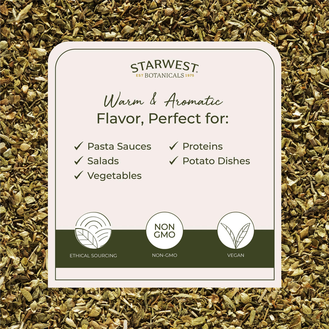 Organic Oregano Dried Leaf - Seasoning Herb for Cooking, Use for Pizza Dishes, Greek, Italian, or Mexican Food, Non-GMO - Bulk 1 lb Bag