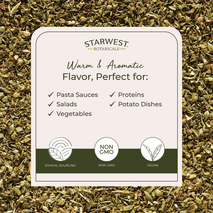 Organic Oregano Dried Leaf - Seasoning Herb for Cooking, Use for Pizza Dishes, Greek, Italian, or Mexican Food, Non-GMO - Bulk 1 lb Bag
