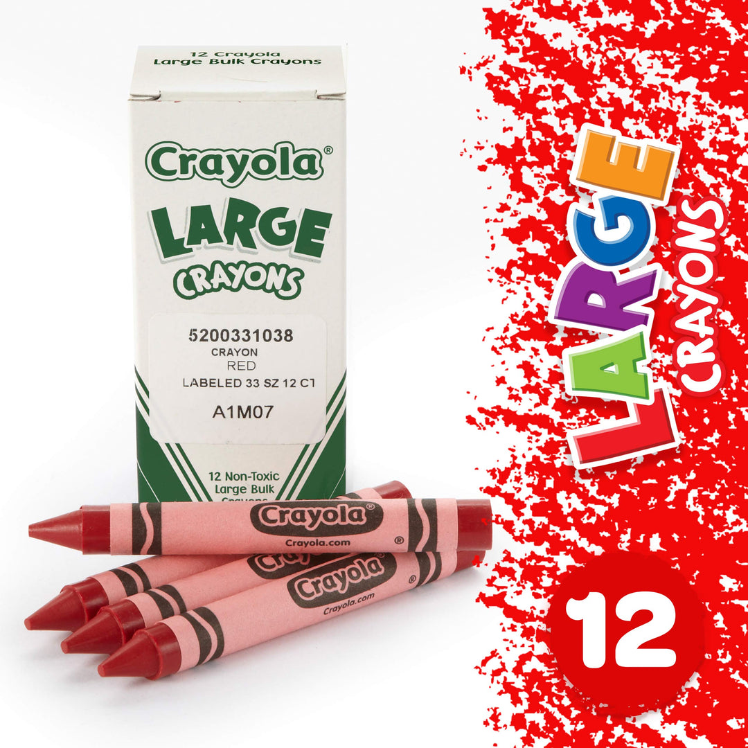 Large Crayons, Red, Art Tools for Kids, 12 Count, 4 x 7/16