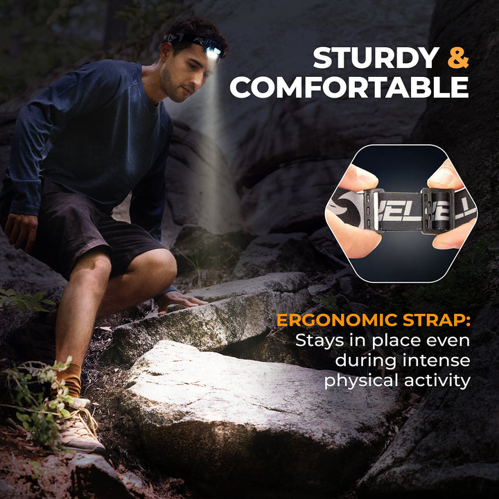 Rechargeable LED Headlamp - Super Bright, Lightweight, and Comfortable Head Light for Running, Camping, Hiking, and Work, Suitable for Adults and Kids