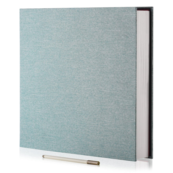Photo Album Self Adhesive 3x5 4x6 5x7 6x8 8x10 8.5x11 11x10.6 Magnetic Scrapbook Album DIY Length 11x10.6 Inch 40 Pages Linen Cover DIY Photo Album with A Metallic Pen and DIY Accessories(Green)