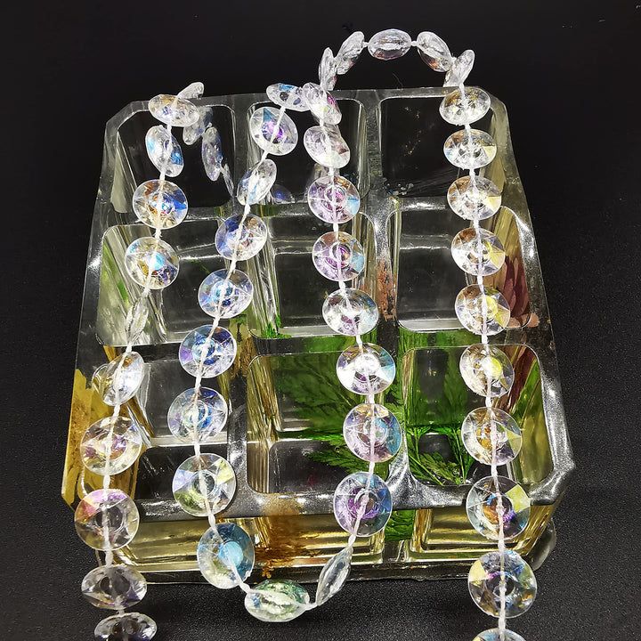 Nonmol 99Ft Crystal Beads Garland Strands 10mm Iridescent Acrylic Diamond Decorations for Party