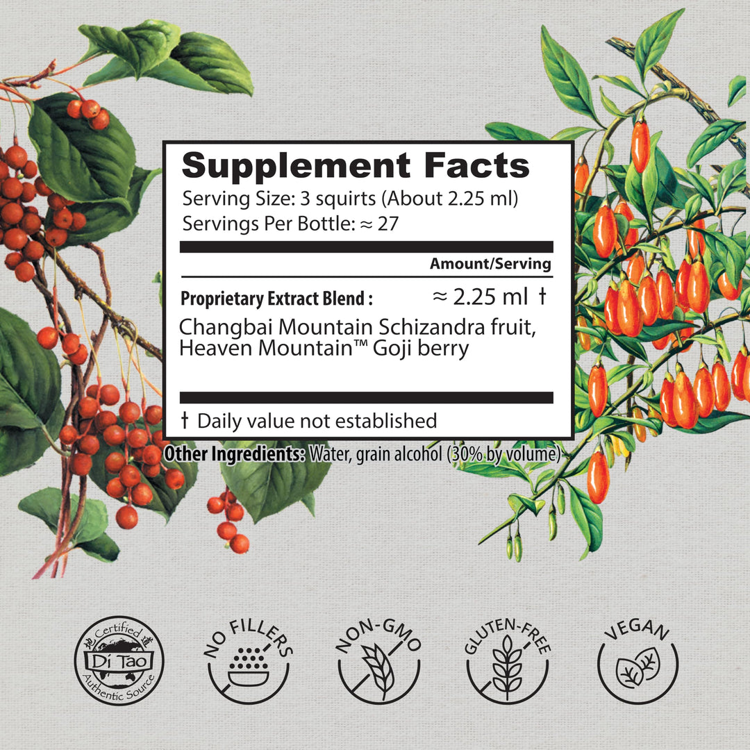 Goji & Schizandra | All Natural Tincture to Support Beauty, Skin, Healthy Aging, Eyes, Lungs | All Natural Ingredients, Non-GMO (2 fl. oz., 60 ml)