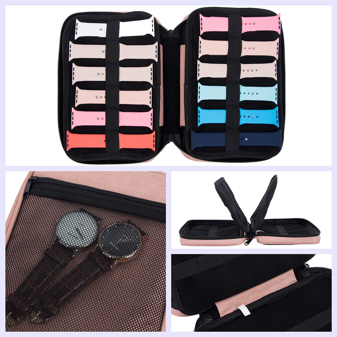 36 Watch Bands Storage Carrying Case Compatible with Watches, Watch Band Holder Stores 36 Watch Bands Fit for The Most Sizes of Watch Straps, Organizer for Watch Bands Accessories, Bag Only