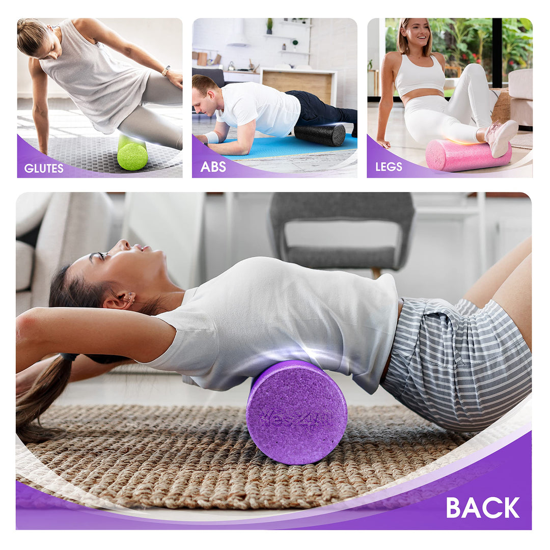 Premium PE High Density Foam Roller for Physical Massage Therapy, Mobility & Flexibility (Purple - 12)
