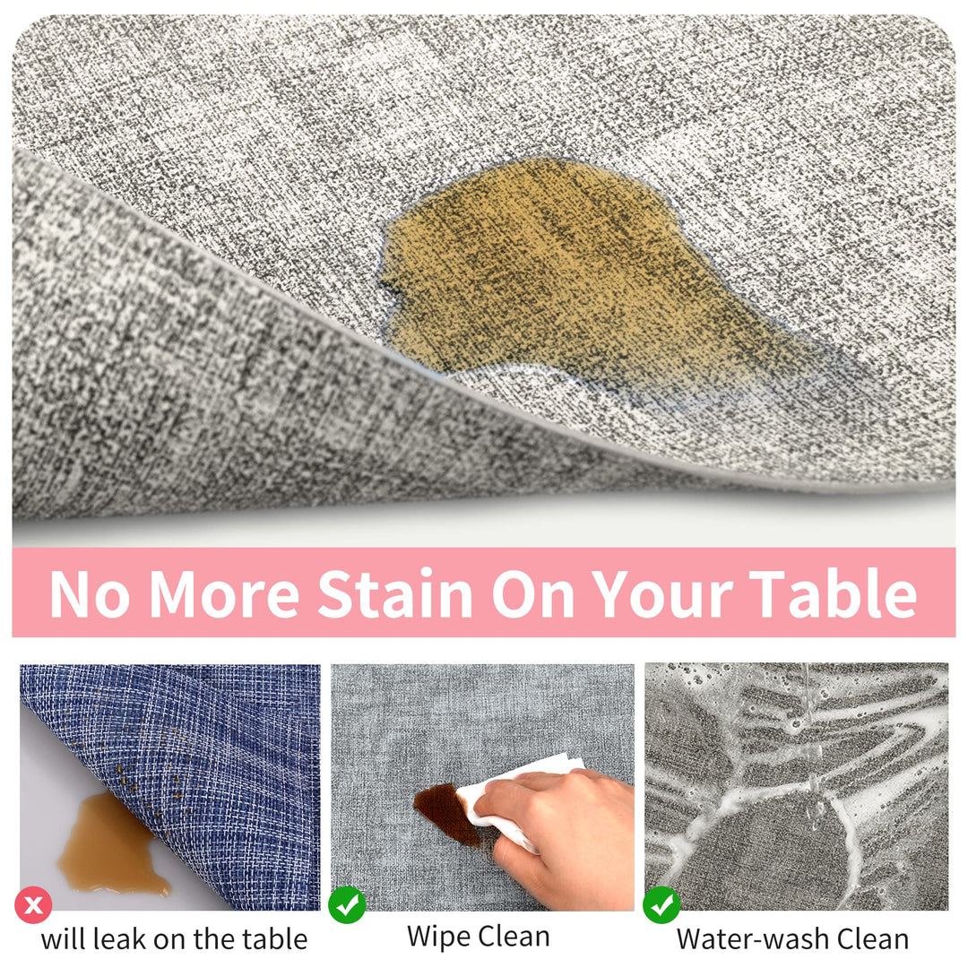 Faux Leather Placemats Set of 6 - Waterproof - Wipe Clean - Heat Resistant - Anti Slip Dining Table Place Mats, Suitable for Indoor & Outdoor Use, 17’’×12’’, Grey