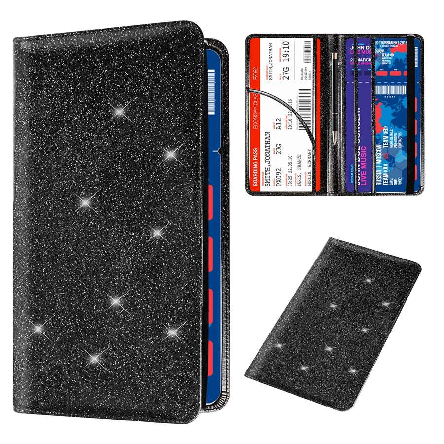 Bling Car Registration and Insurance Holder, PU Leather Vehicle Glove Box Organizer Wallet Case Organizer for Insurance Card, Driver License, Essential Document, Paperwork