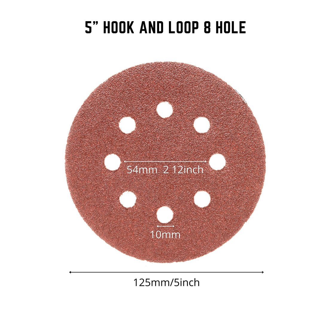 11270A 72 Piece Sanding Discs for 5” Orbital Sander, Hook and Loop, Sandpaper Assortment with 40, 60, 80, 120, 180, 240, 320 Grit, Premium Aluminum Oxide Grain, Solid Surface Sanding Pads