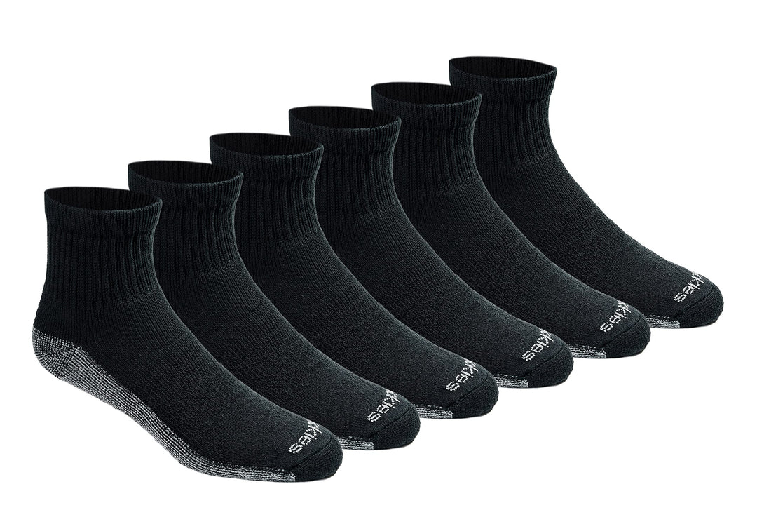 Men's Dri-Tech Moisture Control Quarter Socks, Available in M-XXL (6, 12, 18, Black (6 Pairs), Medium