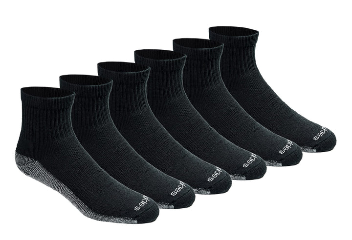 Men's Dri-Tech Moisture Control Quarter Socks, Available in M-XXL (6, 12, 18, Black (6 Pairs), Medium