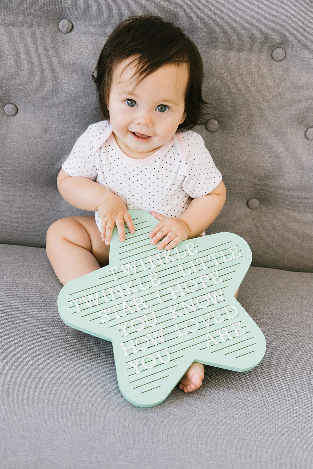 Star Shaped Wooden Letterboard Set, Gender-Neutral Baby Keepsake Photo Prop, Mint Green