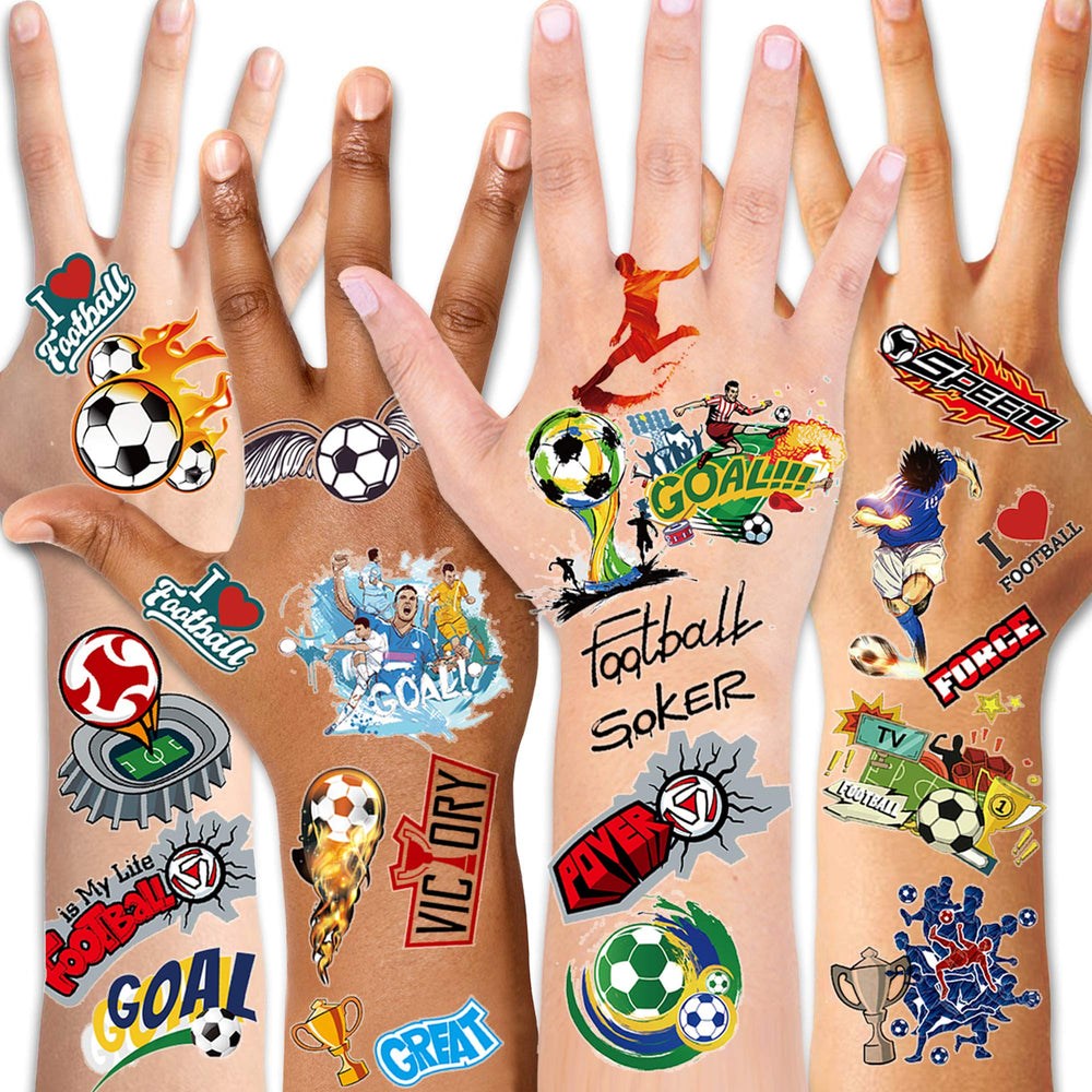 Football Temporary Tattoos Soccer Ball Face Tattoos for Kids Boys World Cup Soccer Fake Tattoos Birthday Party Bag Stocking Stuffer Goody Fillers Kids Games Gift Party Favor Supplies, 10 Sheet