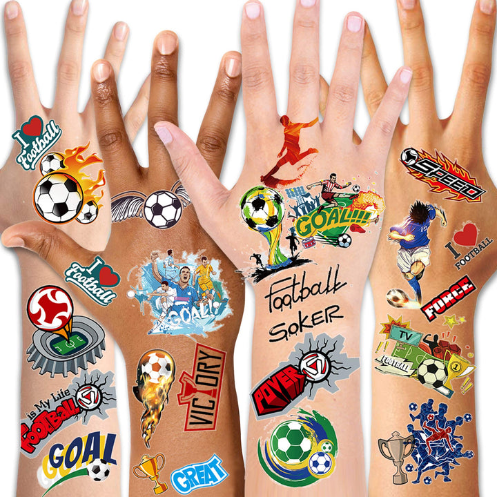 Football Temporary Tattoos Soccer Ball Face Tattoos for Kids Boys World Cup Soccer Fake Tattoos Birthday Party Bag Stocking Stuffer Goody Fillers Kids Games Gift Party Favor Supplies, 10 Sheet