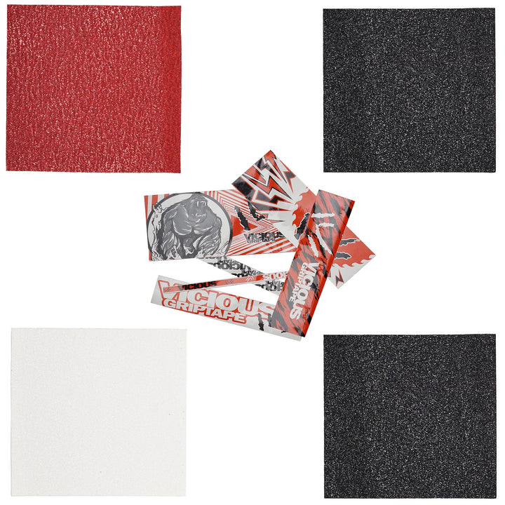 Griptape Extra Coarse Grit Longboard Skateboard Griptape - Red, Clear, Black Mix Pack