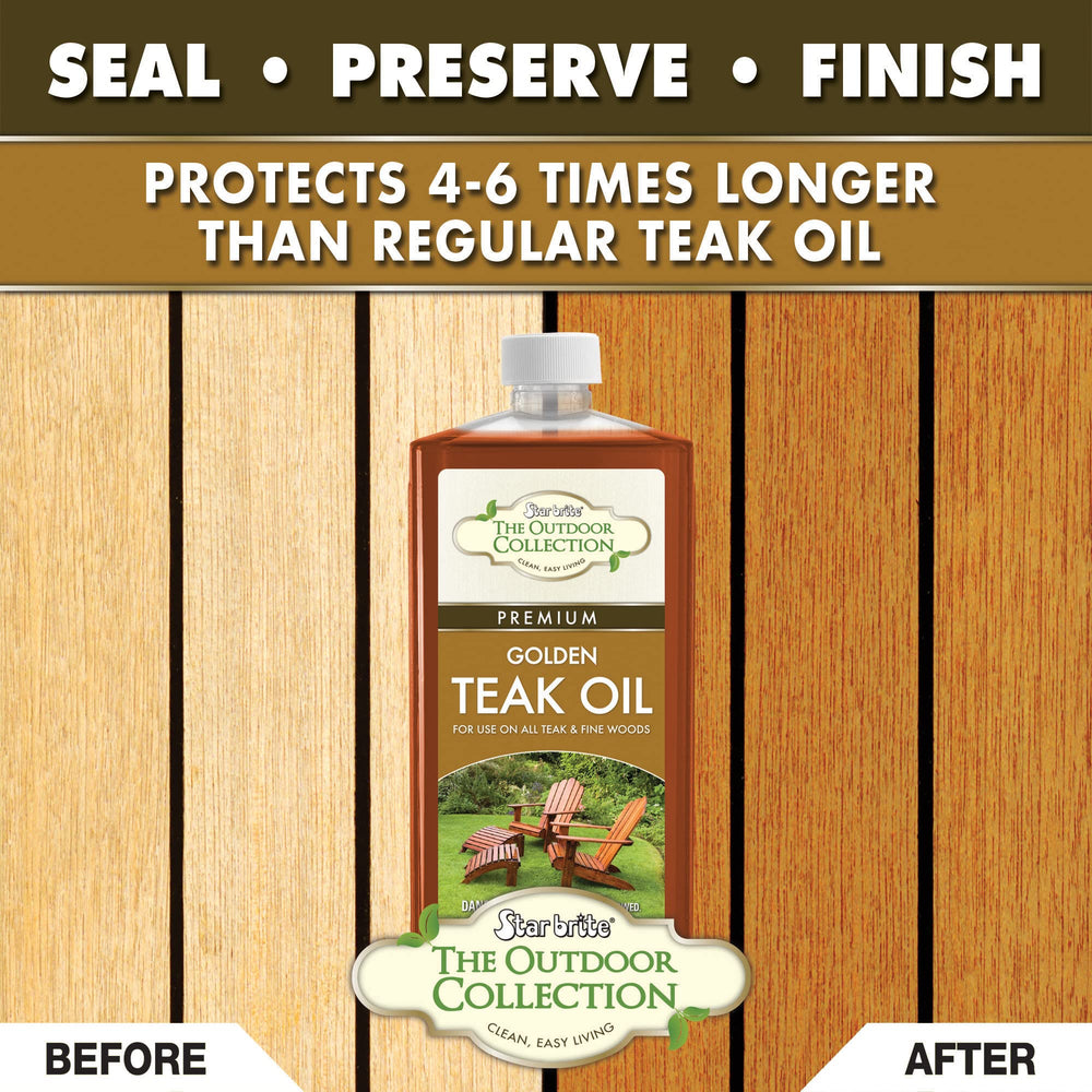 Outdoor Collection Premium Golden Teak Oil, 16 OZ - For Use On All Teak & Fine Woods - Ultimate Protection From Sun & Harsh Weather (052216)