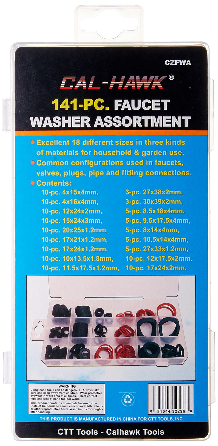 Cal Hawk CZFWA 141-pc. Faucet Washer Assortment Kit, 18 Different Assorted Sizes
