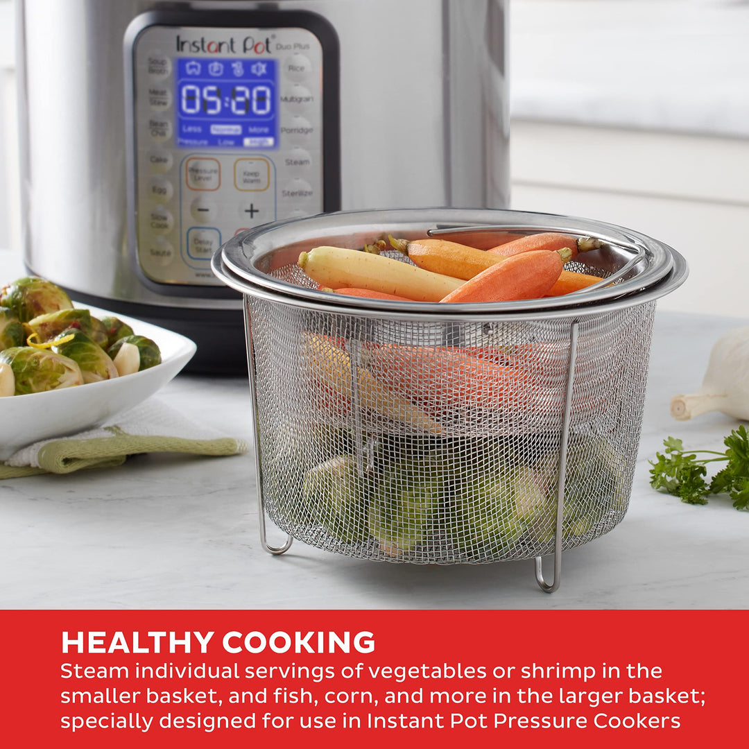Pot Official Mesh Steamer Basket Set, Stainless Steel, Dual-Purpose Steamer & Strainer, Easy-Lift Handle, Dishwasher Safe, Rust-Resistant, Essential Accessory for Healthy Cooking