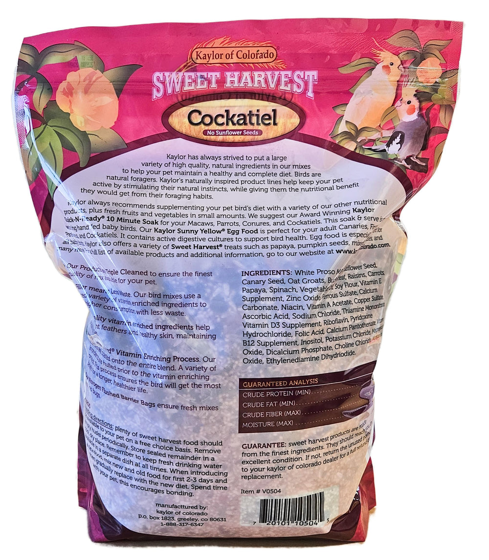 Cockatiel Bird Food (No Sunflower Seeds), 4 lbs Bag - Seed Mix for Cockatiels