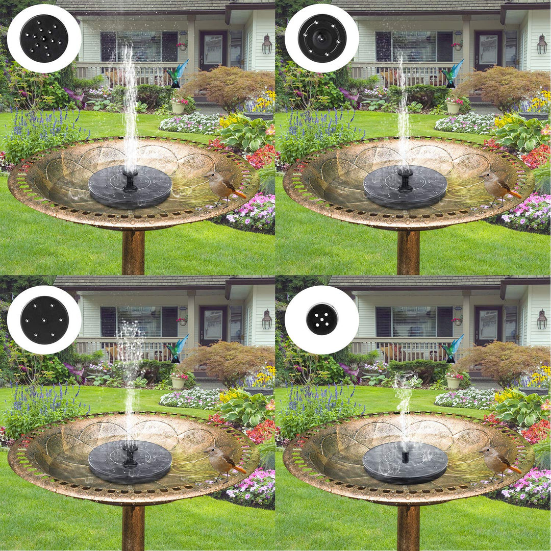 1W Solar Bird Bath Fountain Pump, Solar Fountain with 6 Nozzle, Free Standing Floating Solar Powered Water Fountain Pump for Bird Bath, Garden, Pond, Pool, Outdoor