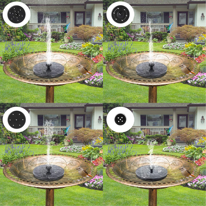 1W Solar Bird Bath Fountain Pump, Solar Fountain with 6 Nozzle, Free Standing Floating Solar Powered Water Fountain Pump for Bird Bath, Garden, Pond, Pool, Outdoor