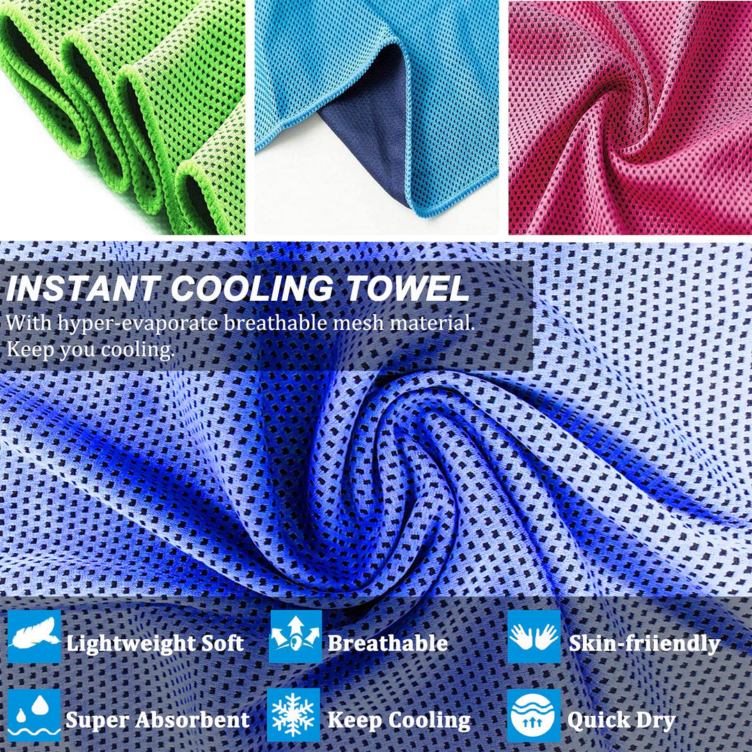 3 Pcs Cooling Towel (47x12) Cool Cold Towel for Neck, Microfiber Ice Towel, Soft Breathable Chilly Towel for Yoga, Golf, Gym, Camping, Running, Workout & More Activities