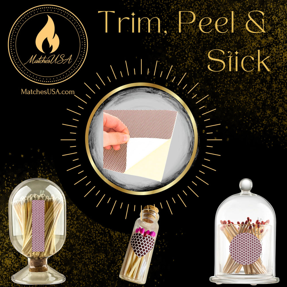 Full Sheet Adhesive Match Striker Sticker Paper (8.5x11) | Replacement Stryker Stricker for Safety Matches | Peel & Stick Flint Lighter Dot Pad Custom Shape & Size (Honeycomb)